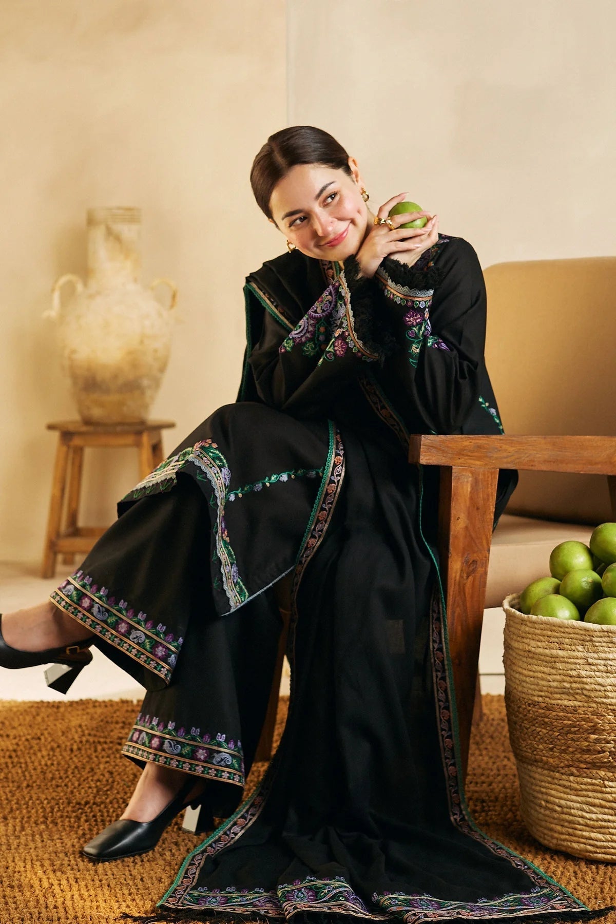 WOOL MAREENA 3PC EMBROIDERED DRESS EMBROIDERED SHAWL-ZSJ5027